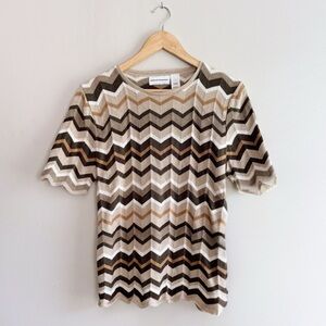 Alfred Dunner Vintage Chevron Knit Top Sz Small